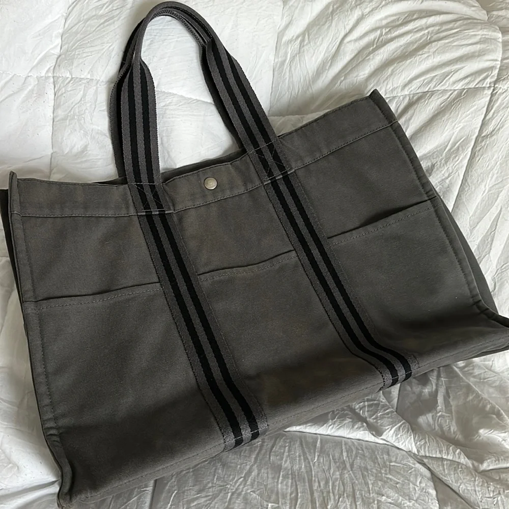 Authentic Hermes HERLINE canvas large tote - Picture 1 of 10